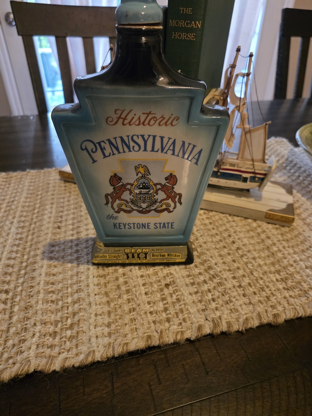 Historic Pennsylvania Ceramic Decanter - Light Blue